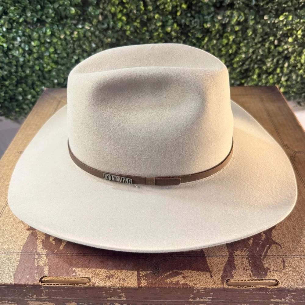 Resistol Duke Cowboy Hat Mens 7 1/8 Silverbelly Good 6X Fur Felt John Wayne